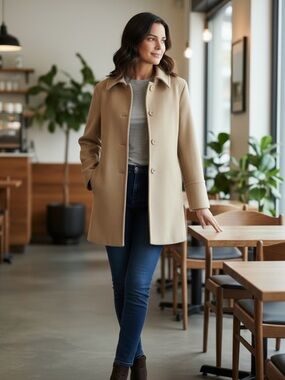 Marvin Richards Women's Tan Pea Coat sz: XL